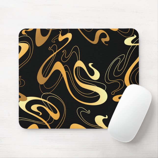 Yellow & Black Classic  Abstract Design Mouse Pad (With Mouse)