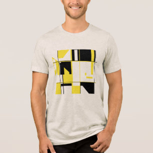 Yellow Black Contemporary Abstract Chequerboard Tri-Blend Shirt