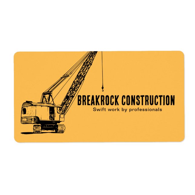Yellow Black Crane Illustrative Style Construction (Front)