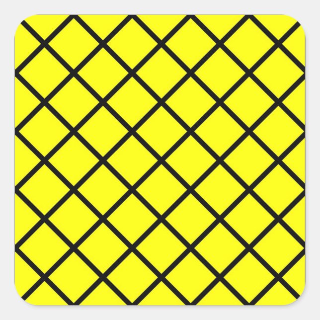 Yellow Black Criss Cross Lines Stickers (Front)
