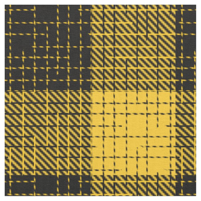  Yellow Black Crosshatch Buffalo Check Fabric (Close Up)