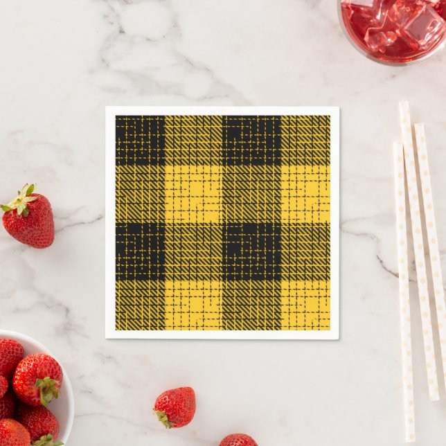  Yellow Black Crosshatch Buffalo Check Napkin (Insitu)