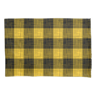 Yellow Black Crosshatch Buffalo Check Pillowcase