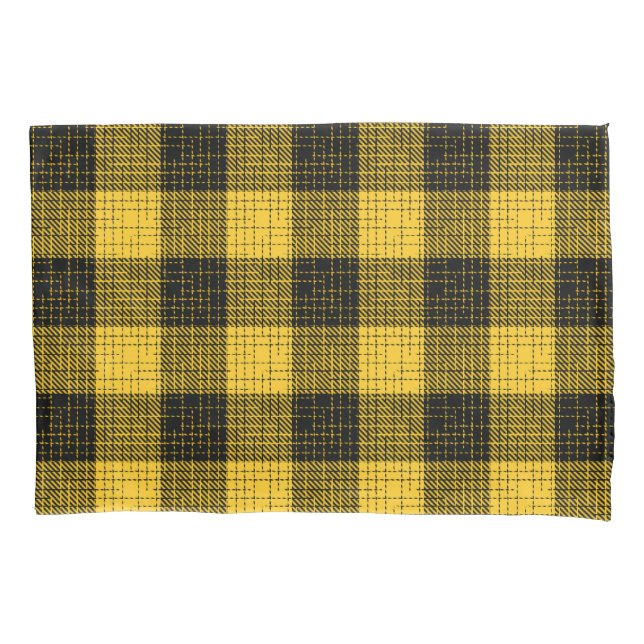  Yellow Black Crosshatch Buffalo Check Pillowcase (Front)