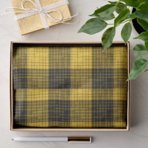 Yellow Black Crosshatch Buffalo Check Tissue Paper