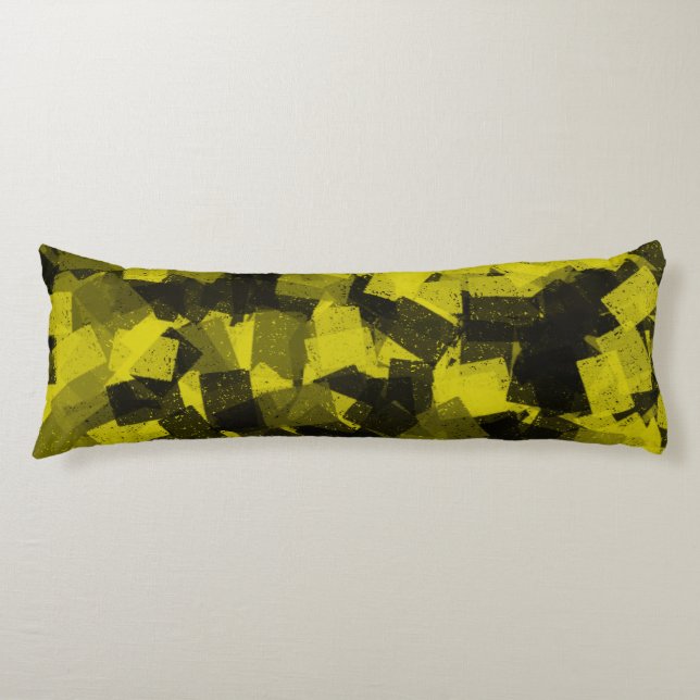 Yellow Black Cubism Abstract Pattern Body Cushion (Front)