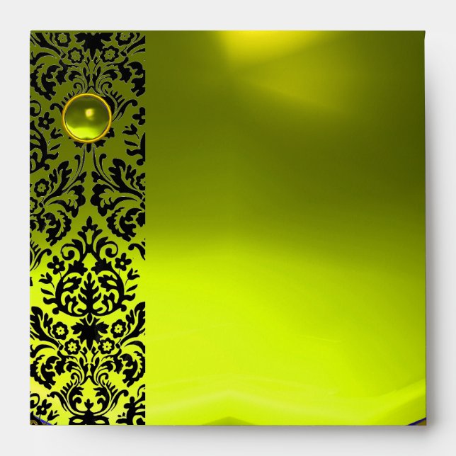 YELLOW BLACK DAMASK  Purple Amethyst ,Topaz Gold Envelope (Front)