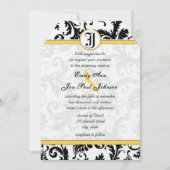Yellow & Black Damask Swirls Wedding Invitations (Front)