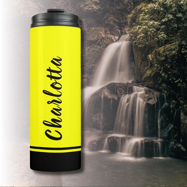Yellow Black Elegant Minimal Customised Thermal Tumbler (Creator Uploaded)