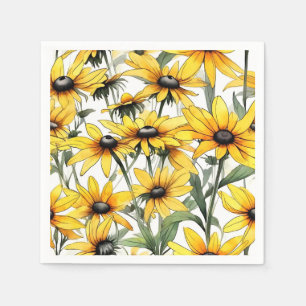 Yellow Black-Eyed Susan Floral Pattern Napkin
