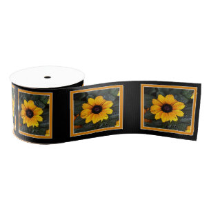 Yellow Black Eyed Susan Flower Ribbon Grosgrain Ribbon