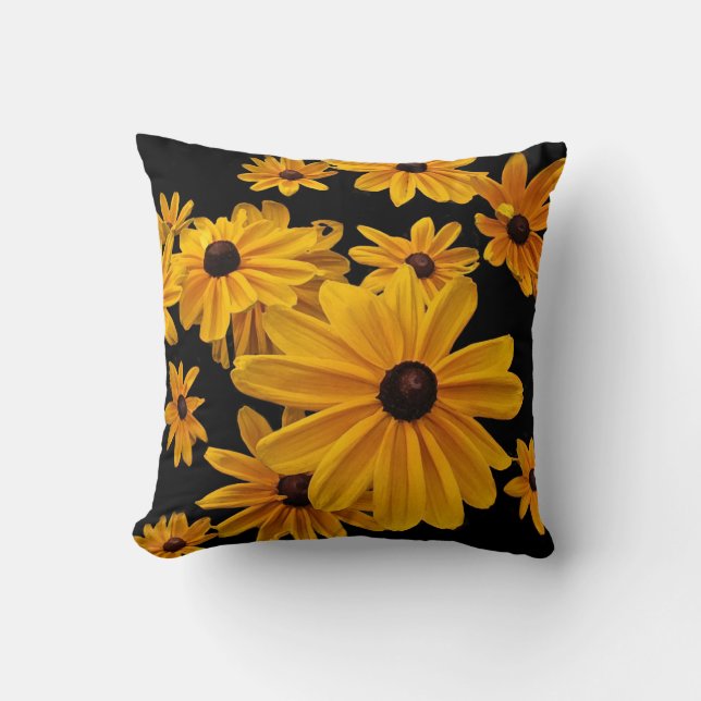 Yellow Black-eyed Susan Flowers Floral Pillow (Front)
