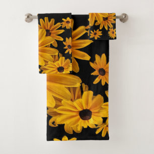 Yellow Black Eyed Susan Flowers Floral Towel Set