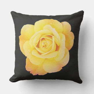 Yellow Black Floral Vintage Rose Gift Favor Cushion