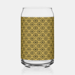 Yellow Black Flower Seamless Pattern Can Glass
