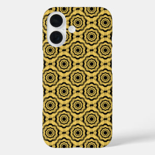 Yellow Black Flower Seamless Pattern iPhone 16 Case