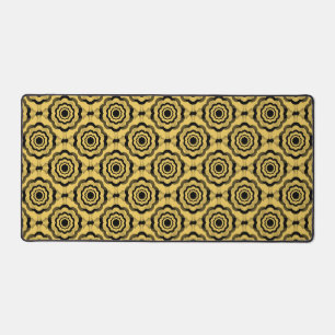 Yellow Black Flower Seamless Pattern Desk Mat