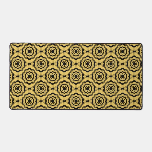 Yellow Black Flower Seamless Pattern Desk Mat (Front)
