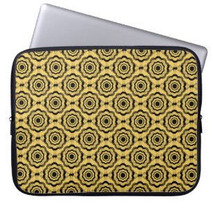 Yellow Black Flower Seamless Pattern Laptop Sleeve