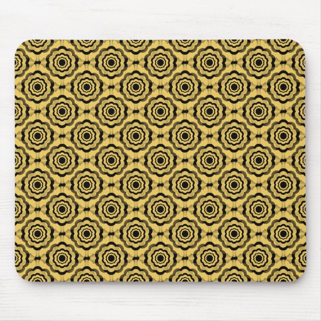 Yellow Black Flower Seamless Pattern Mouse Pad (Front)