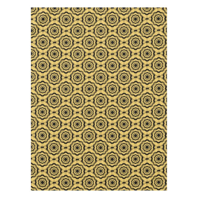 Yellow Black Flower Seamless Pattern Tablecloth (Front)