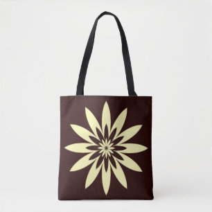 Yellow Black Flower Tote Bag