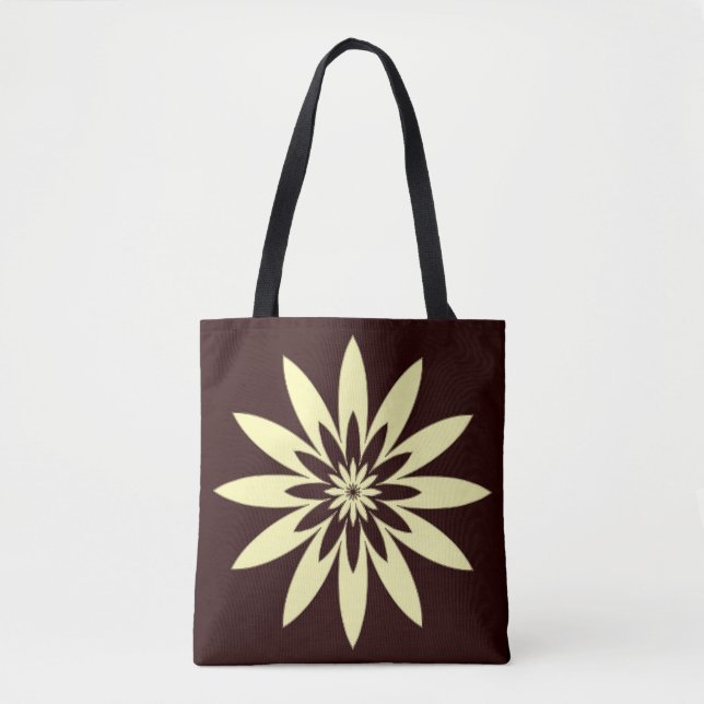 Yellow Black Flower Tote Bag (Front)
