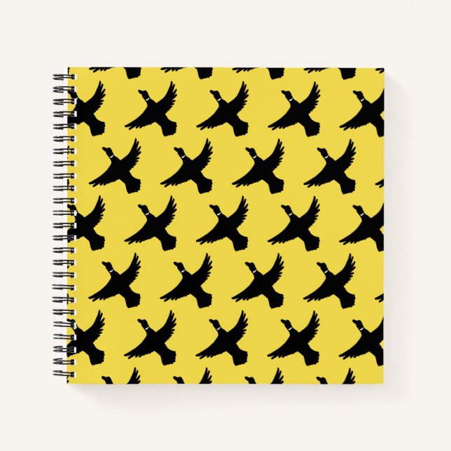Yellow Black Flying Ducks Notebook (Front)