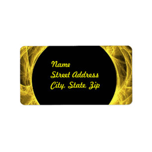 Yellow & Black Fractal Background Address Sticker