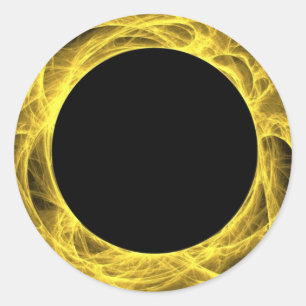 Yellow & BLack Fractal BackgroundRound Sticker