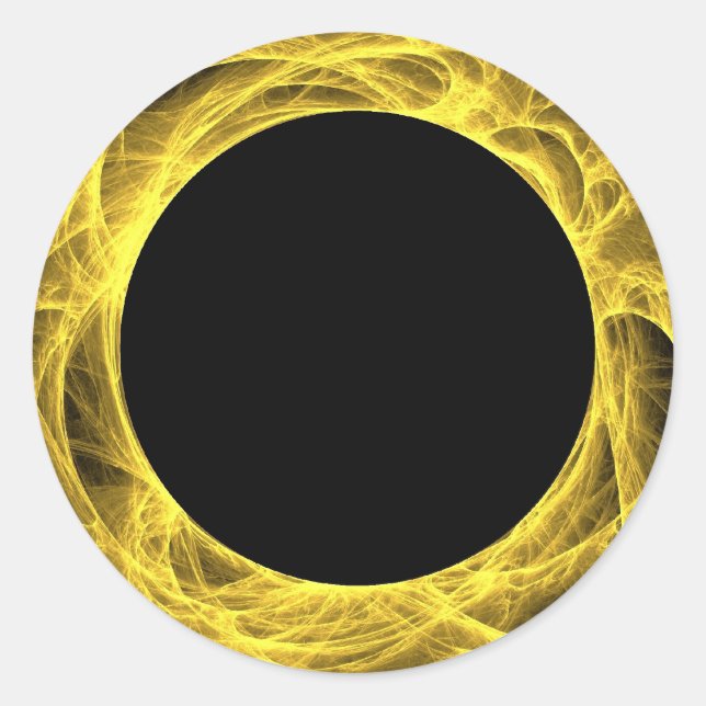 Yellow & BLack Fractal BackgroundRound Sticker (Front)