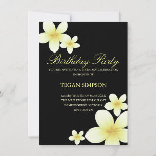 Yellow & Black Frangipani Birthday Invite