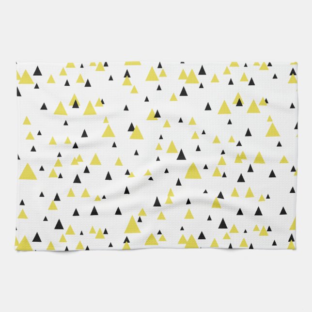 Yellow & Black Geometric Pattern Kitchen Towel (Horizontal)