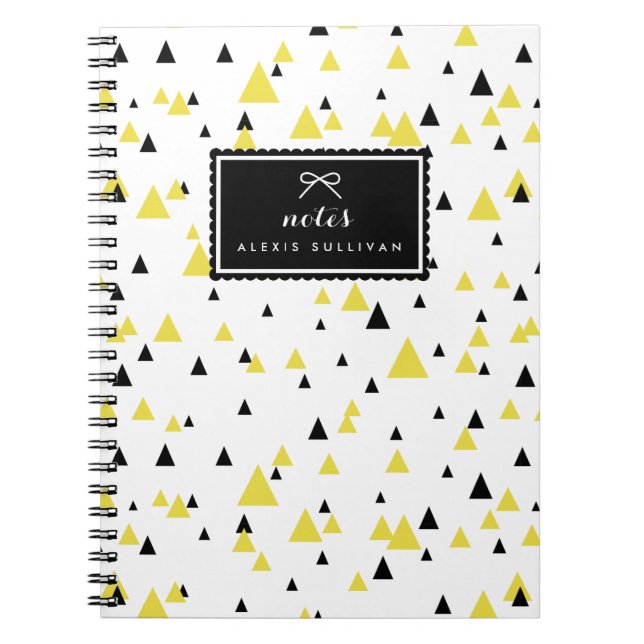 Yellow & Black Geometric Pattern Personalised Notebook (Front)