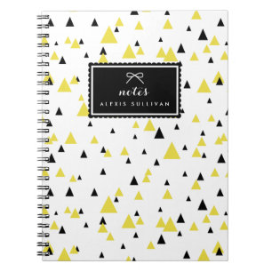 Yellow & Black Geometric Pattern Personalized Notebook
