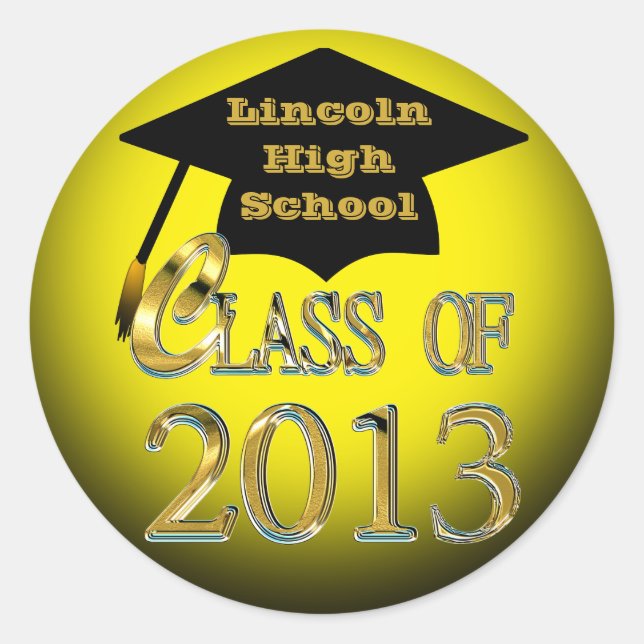 Yellow, Black & Gold Graduation Stickers (Front)