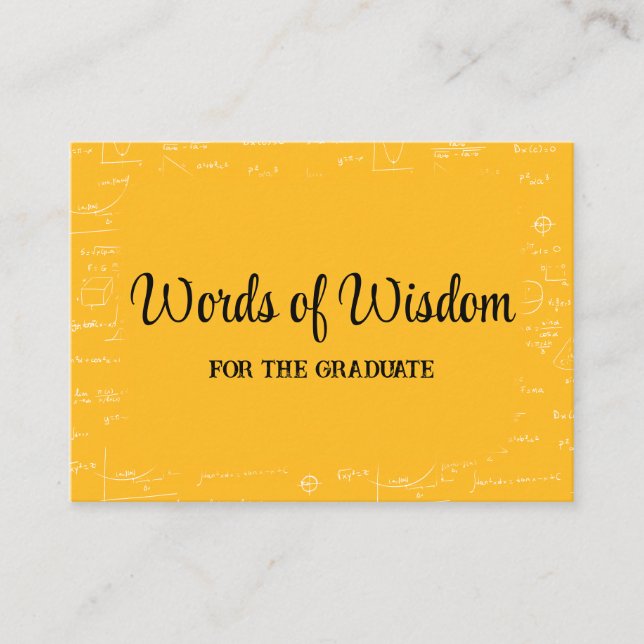 Yellow Black Graduate Words of Wisdom Advice Enclosure Card (Front)