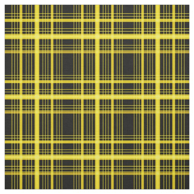 Yellow Black Graphic Windowpane Plaid Check Fabric (Swatch)