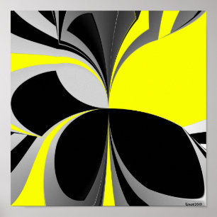 Yellow Black Grey Abstract Poster