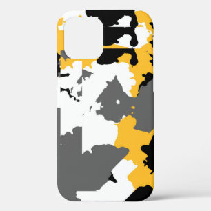 Yellow black grey and white abstract iPhone 12 pro case