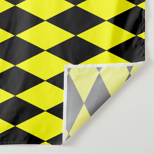 Yellow Black Harlequin Diamonds Checkers Design  Fabric