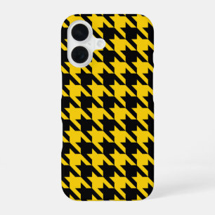Yellow Black Houndstooth Check iPhone 16 Case