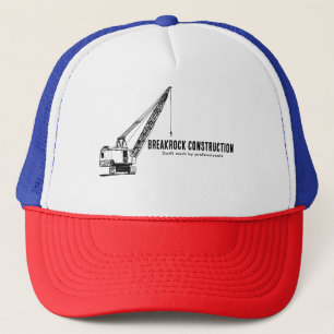 Yellow Black Illustrative Style Construction Crane Trucker Hat