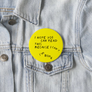 Yellow Black Joke Eye Doctor  Button