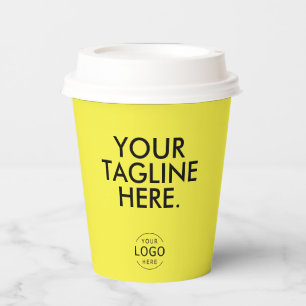 Yellow Black Logo QR Code Company Swag Paper Cups