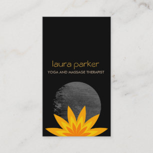 Yellow Black Lotus Flower Logo Yoga Healing Health Business Card