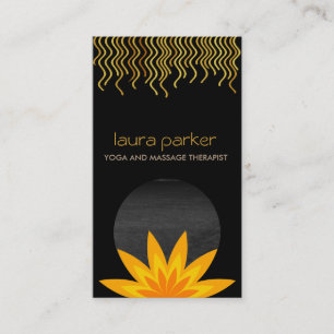 Yellow Black Lotus Flower Logo Yoga Healing Health Business Card
