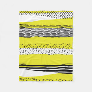 Yellow & Black Mix Geometric Pattern Fleece Blanket