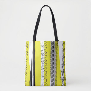 Yellow & Black Mix Geometric Pattern Tote Bag