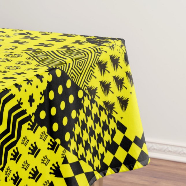Yellow Black Mixed Patterns Patchwork Design  Tablecloth (Creator Uploaded)